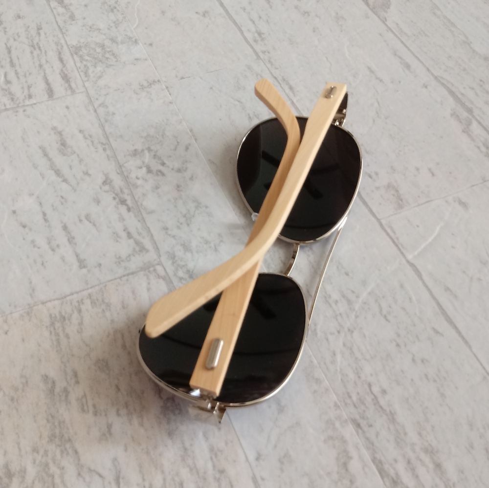 NEW GENUINE BAMBOO POLARIZED AVIATOR SUNGLASSES - Picture 4 of 9